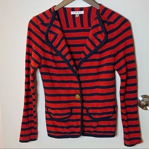 CAbi Women’s blazer red blue stripes small gold button
